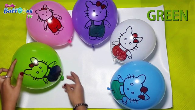 5 hello kitty wet balloons - TOP Learn Colours Wet Balloons Compilation - Hello Kitty Finger Family