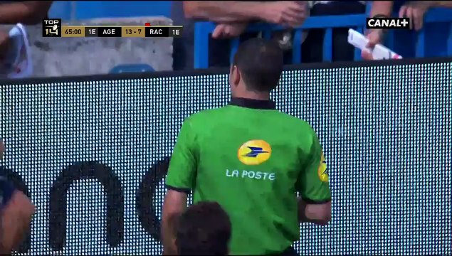 Agen v Racing Métro 45' raison de ne pas accorder l'essai