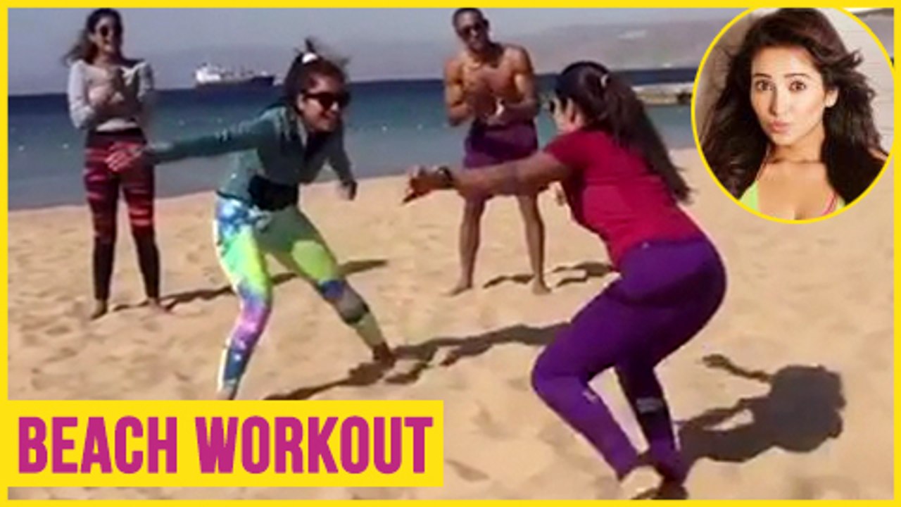 Asha Negi And Pooja Gor HOT Beach Workout