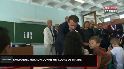 Emmanuel Macron joue les profs de maths pour une classe de CP (Vidéo)