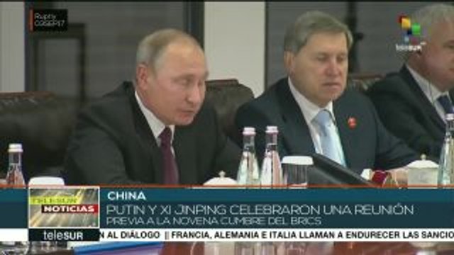 Pdtes. de China y Rusia se reúnen previo al inicio de la Cumbre BRICS