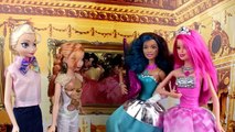 Barbie Rock N Royals Courtney & Erika singing Dolls (new Movie) meet Elsa Anna Maleficent