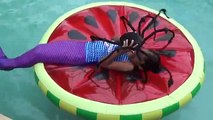 Ataques mordedura de chica en en Niños Sirena piscina Ver araña nadando cola para juguetes vídeo