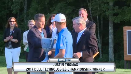 Justin Thomas Receives Trophy Following Dell Technologies Championship