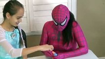 GIANT GUMMY HANDS PINK SPIDERGIRL VS JOKER GIANT CANDY SUPERHERO IN REAL LIFE IRL