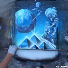 Ce grapheur réalise une peinture magnifique à la bombe