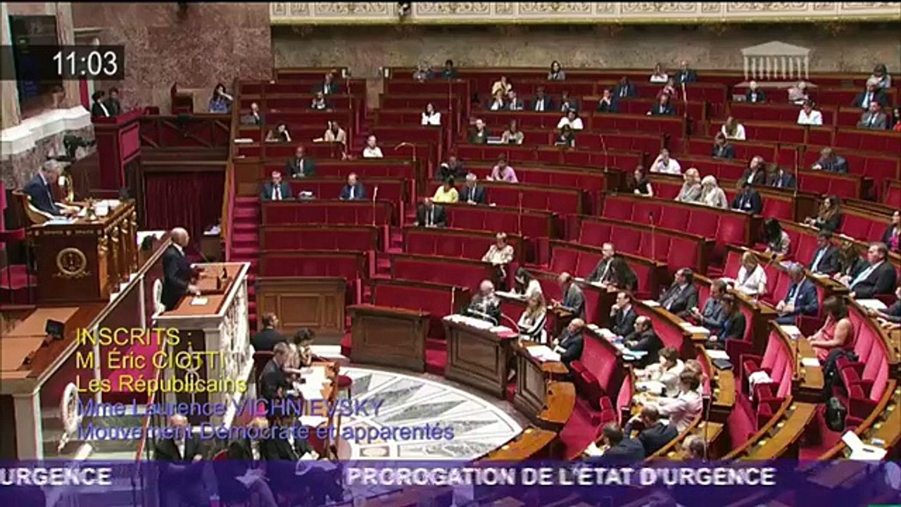 Intervention à l'Assemblée Nationale - Etat d'urgence
