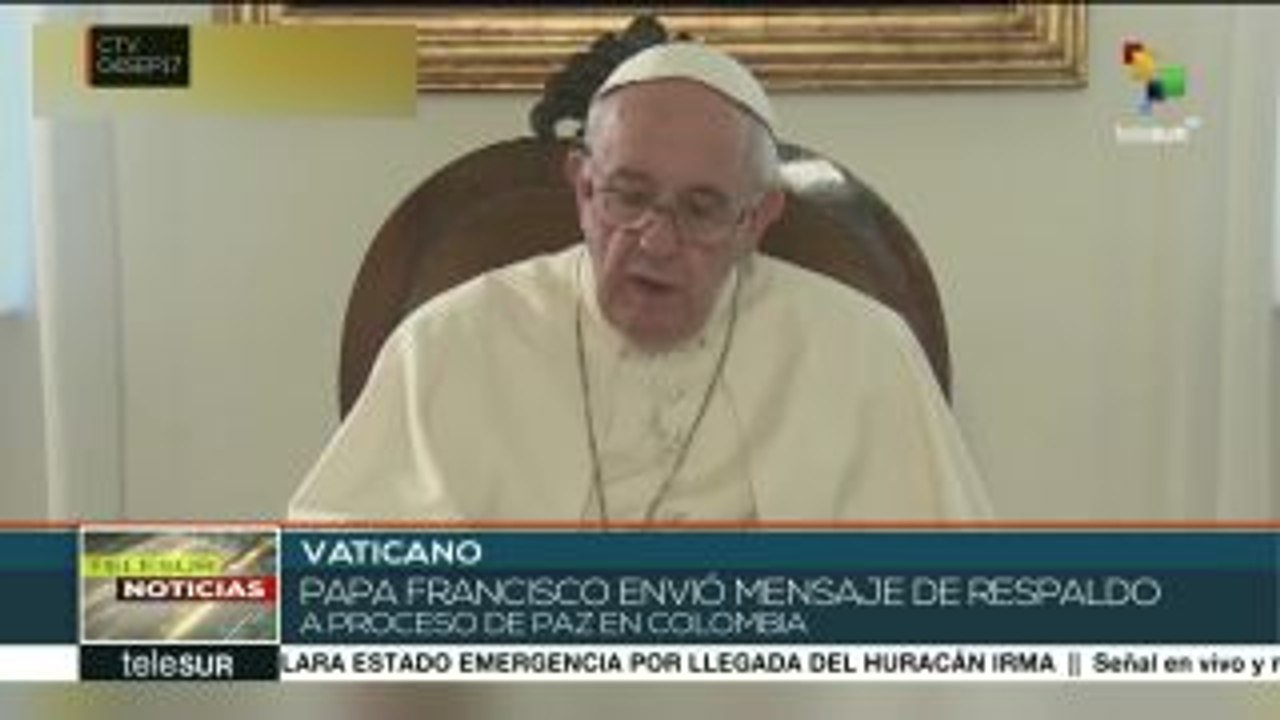 Papa Francisco envía mensaje de respaldo al proceso de paz de Colombia