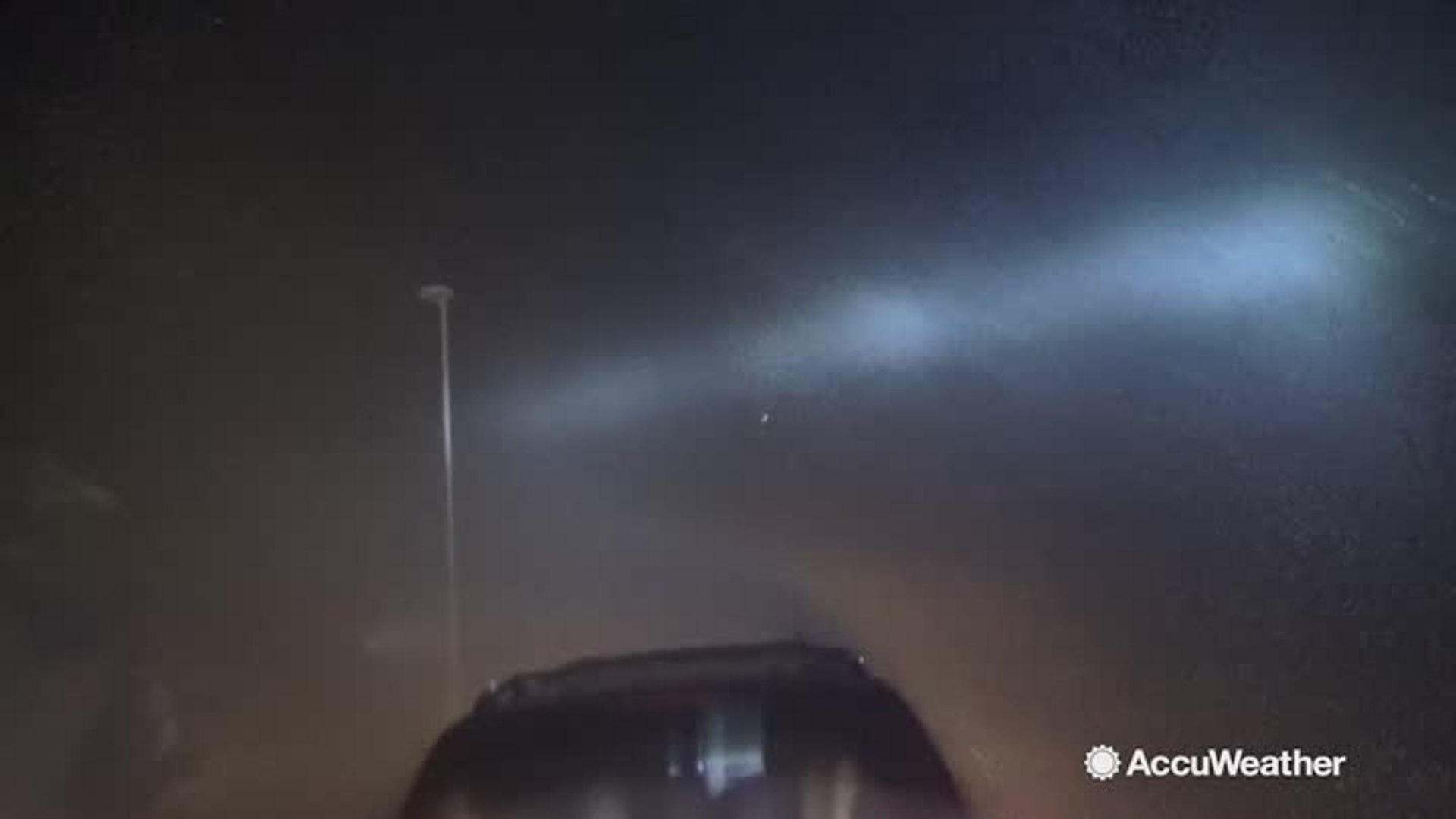 ⁣Reed Timmer records as Hurricane Harvey rocks cars back and forth, cuts off power to hotel