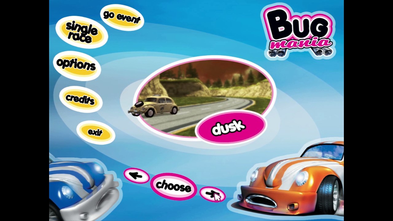 Bug Mania gameplay on Winter track with cooler-bug car