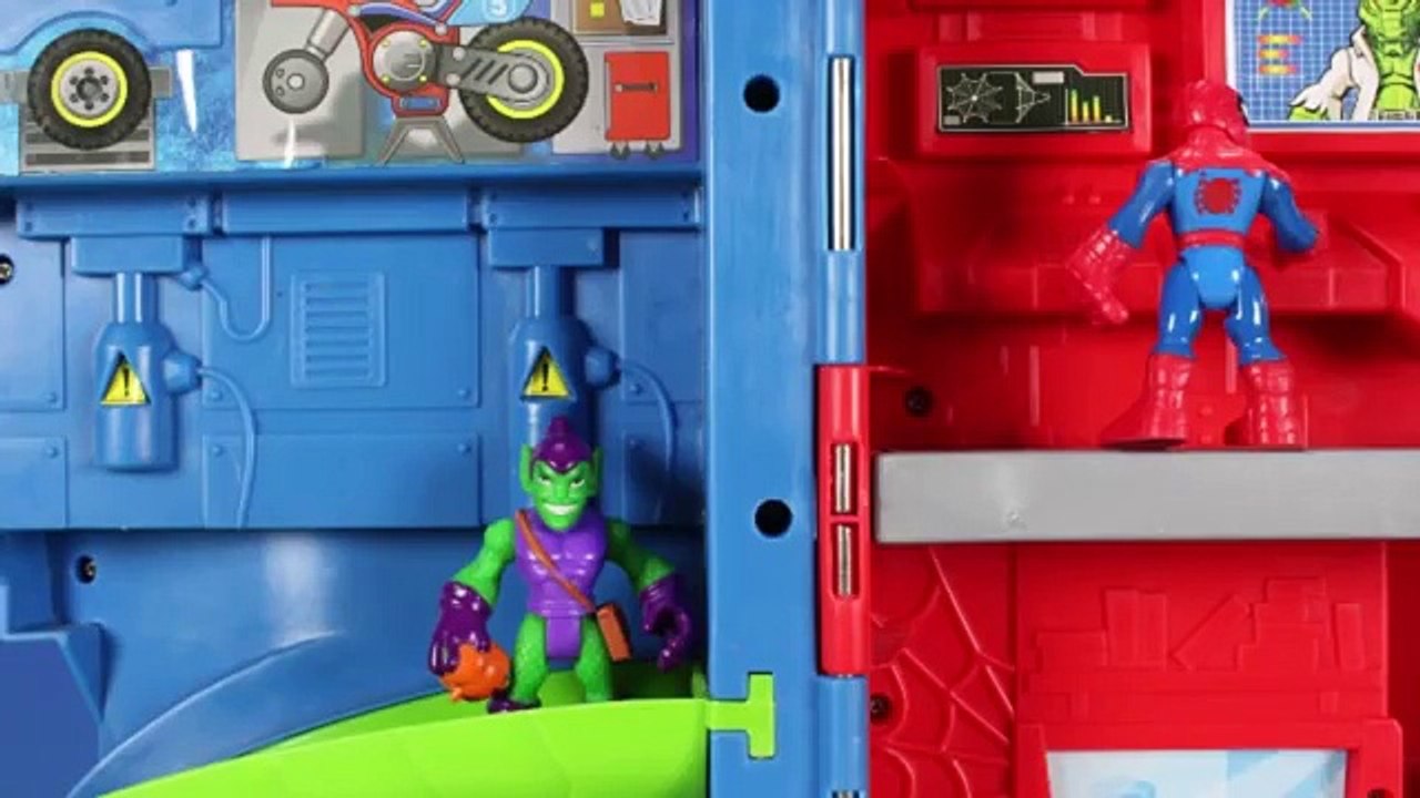 Spider-Man Gets Trapped! Playskool Heroes Spiderman and the GreenGoblin Imaginext Toys