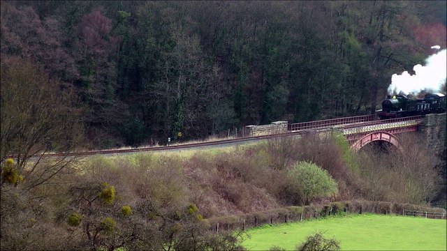 Steam Engine Hauling a Goods Train of Wagons