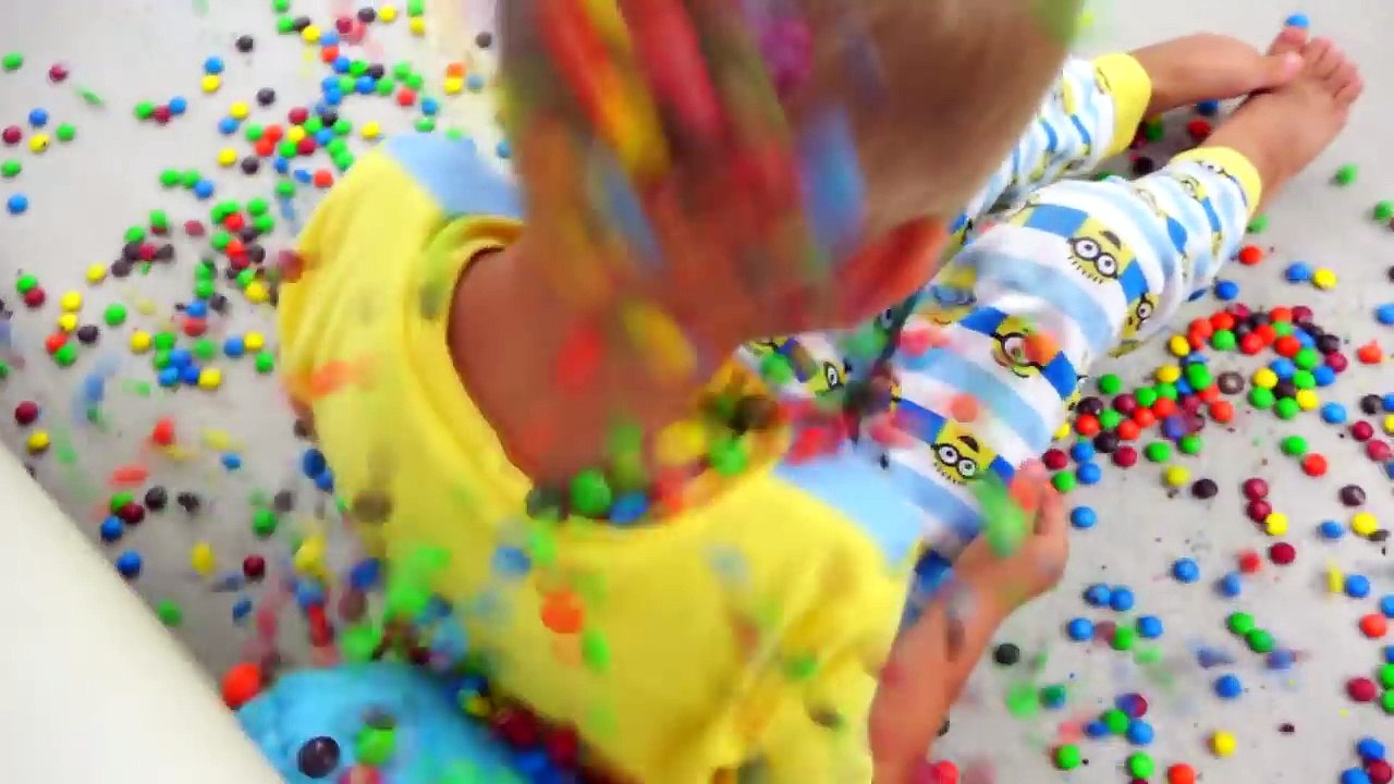Bad Baby Steals Candy in Pool Learn colors & Johny Johny Yes Papa