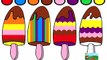 Learn Colors for Kids and Hand Color Watercolor Ice Cream Popsicles Coloring Pages