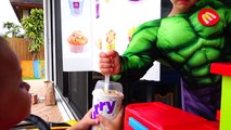 SPIDERMAN MCDONALDS ЧЕЛОВЕК ПАУК в МАКДОНАЛЬДС DRIVE THRU Prank! Burger Joker Hulk Spiderbaby