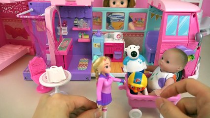 Baby doli and Camping bus baby doll car toys play