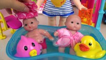 Baby doll water slime slide and bath surprise eggs toys play