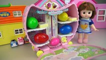 Surprise eggs lift house car baby doll and Hello kitty toys play