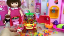 Baby doll and Hello kitty 2 story house and car toys play