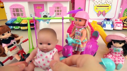 Baby doll scooter and bicycle play park toys