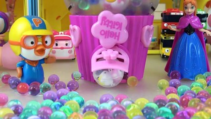 Hello Kitty Surprise egg machine and baby doll orbeez and Kinder joy toys play