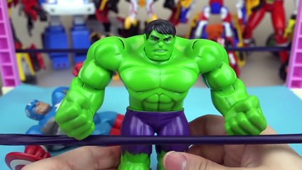Hulk vs Spider man and Super heroes Robocar Poli toys