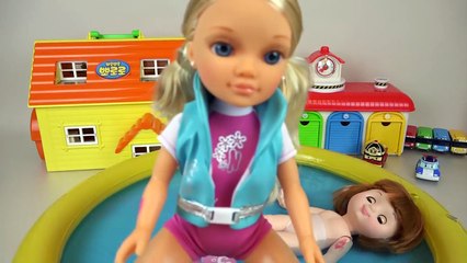 Baby Doll dolphin swim and Ambulance car Nancy rescue Pororo sand toys