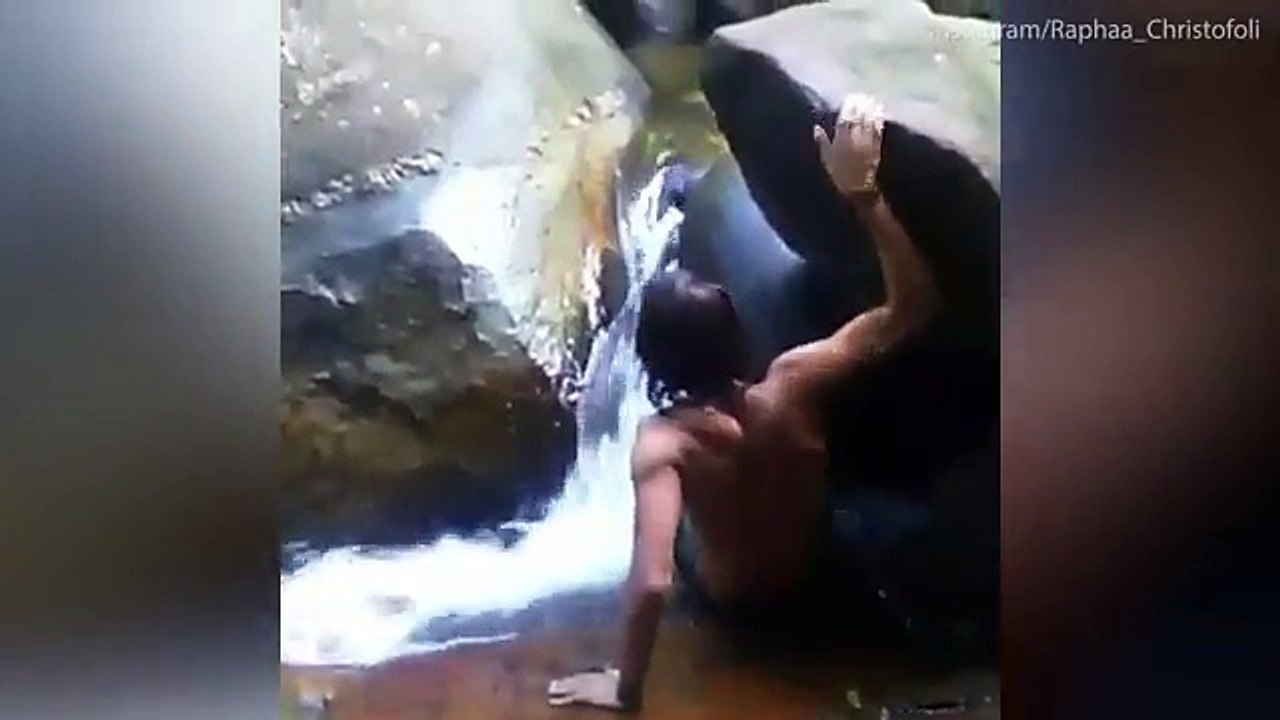 Rio de Janeiro boulder that sucks you into water slide