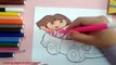 speed coloring : How to color dora coloring pages - colouring pages for kids - colouring i