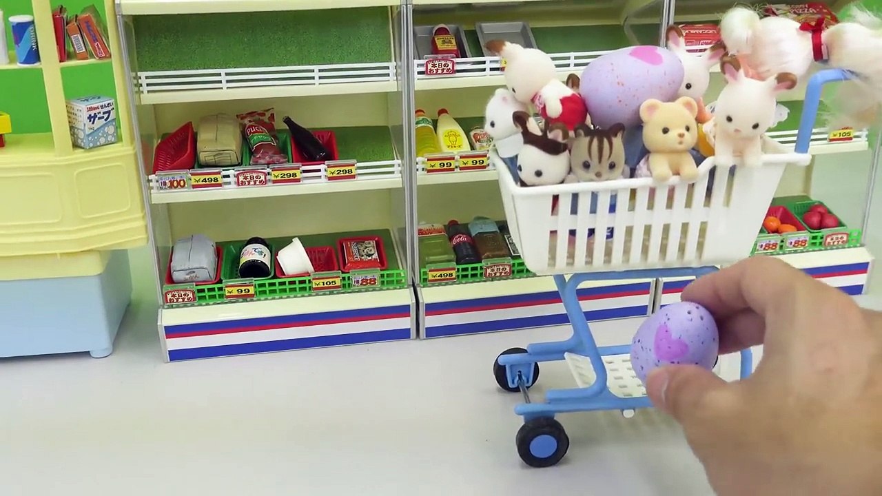 シルバニア遊び 生まれてウーモミニを紹介するよ！Shopping Play Toy with Sylvania Family-uO_INXShr78