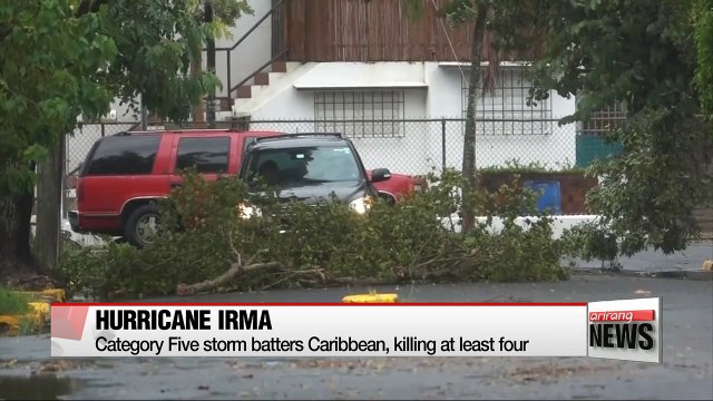 Hurricane Irma batters Caribbean, killing at least four