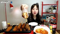 바삭바삭 소리대박 명랑핫도그와 매콤한 밀떡볶이 먹방 mukbang 볼빨간효닝 20170724
