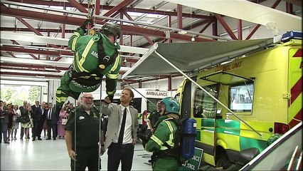Harry has fun with ambulance workers in Northern Ireland