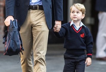Prince George looks adorably nervous on his first day of school