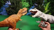Batailles taureau par par dinosaures jurassique jouets contre monde Indominus rex t-rex dino wd