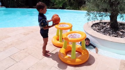 CHALLENGE JEUX OLYMPIQUES DANS LA PISCINE - Volley-ball, Basket-ball, Tirs de Nerf...
