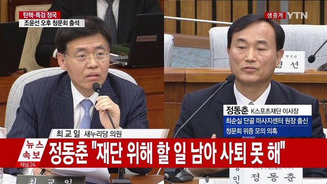[청문회 영상] 최교일 의원 정동춘 당신 때문에 정신적 고통 겪었다 / YTN (Yes! Top News)