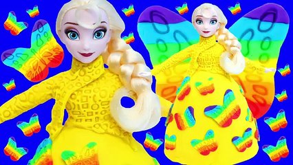 DIY Frozen Elsa Rainbow Hello Kitty Dress Play Doh Modelling Clay HowTo Disney Princess