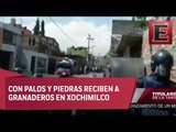 Enfrentamiento entre mototaxis y granaderos en Xochimilco