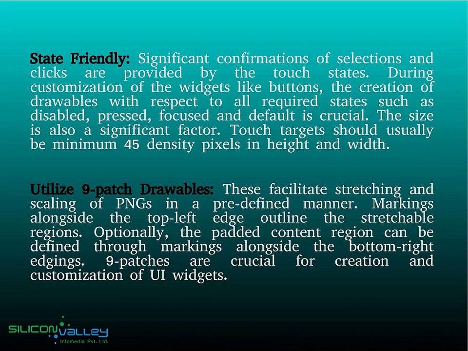 Guidelines for Android App Mobile Design - Silicon Valley Infomedia Ltd.