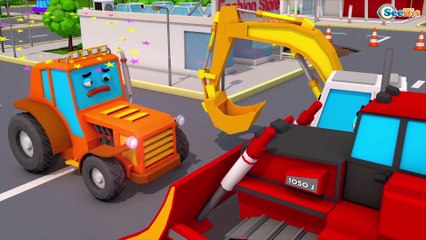 Eğitici çizgi filmi Traktör TOM bir Ekskavatörle POL futbol oynuyor