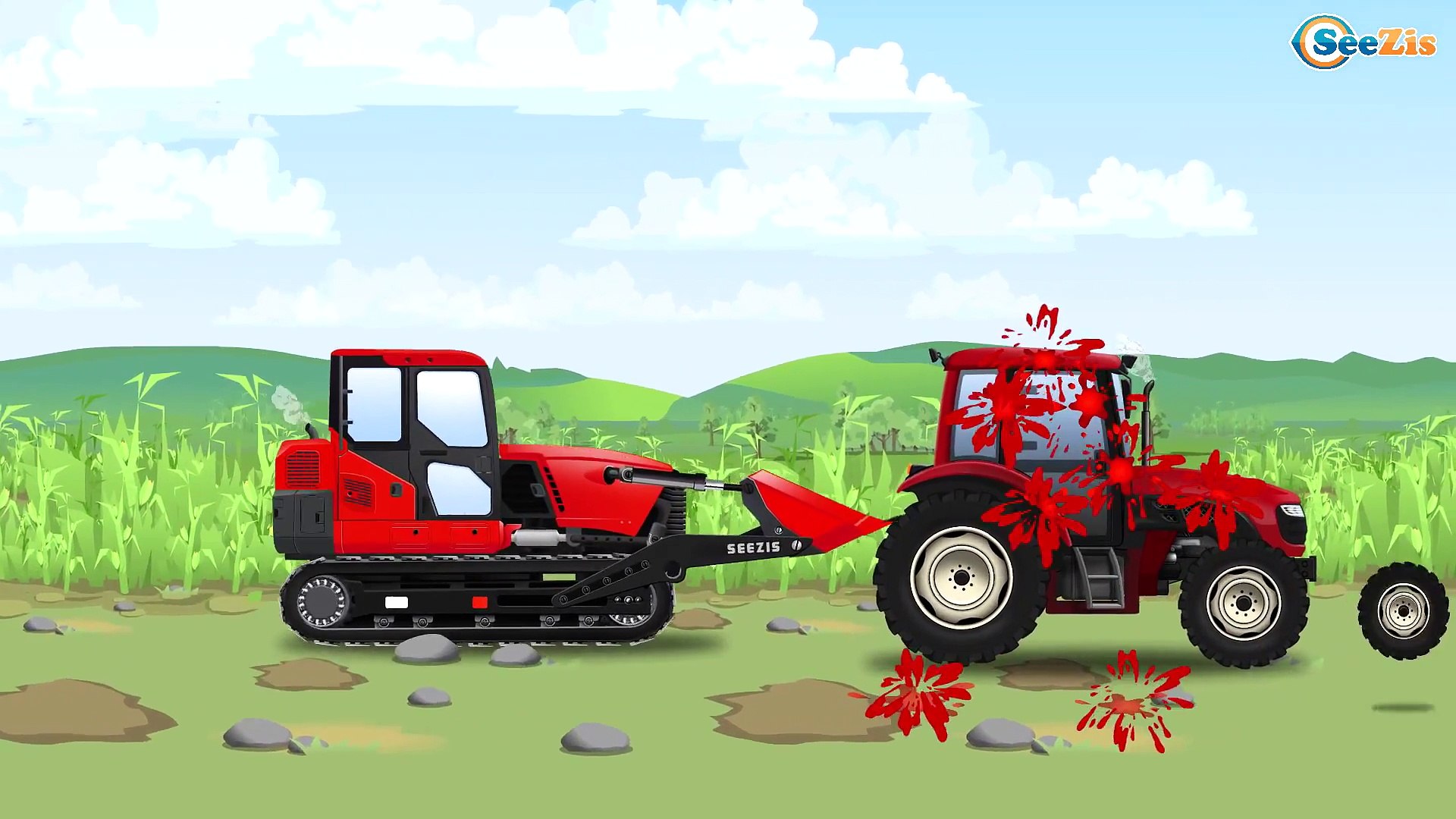 The Red Bulldozer and Tractor - Construction Video for Kids - World of Cars  for children – Видео Dailymotion