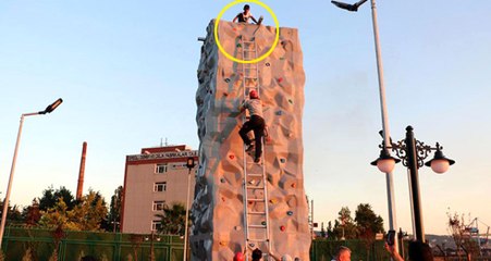 Tırmanma Duvarında Mahsur Kalan 14 Yaşındaki Genci İtfaiye Kurtardı