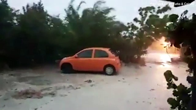 it a starting to get nasty Irma batters car in Turks and caicos