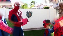 Spiderman VS Little Spidey Real Life Superhero Fight Training & Giant Surprise Toys Box Gi
