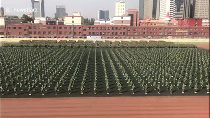 Chinese students take part in spectacular military parade