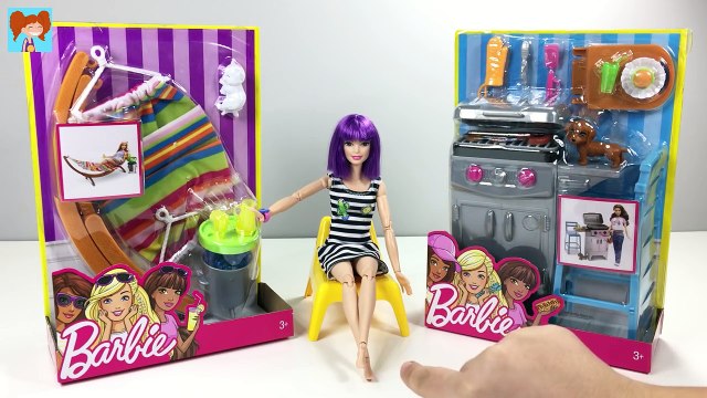Barbie Mangal ve Hamak Keyfi Yapıyor! Yeni Barbie Oyuncak Seti Açma Oyuncak Yap