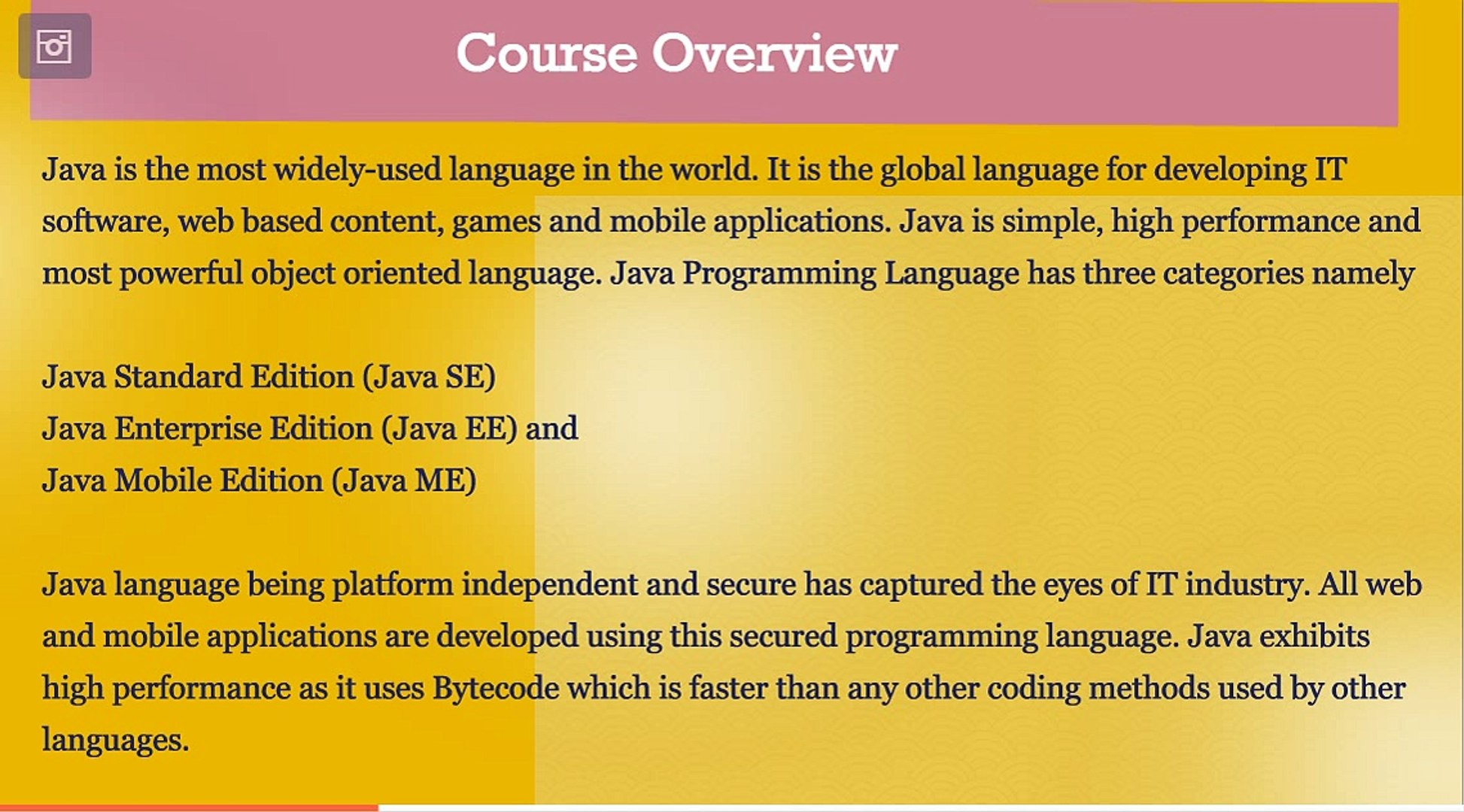 Introduction to Entry Level Java Programming and Fundamentals Certification Course