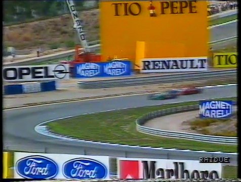 Gran Premio di Spagna 1990: Sorpasso di Mansell a N. Piquet, ritiro di Martini, pit stop di Dalmas e sosta di N. Piquet