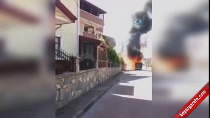 Kocaeli'de halk otobüsü yandı